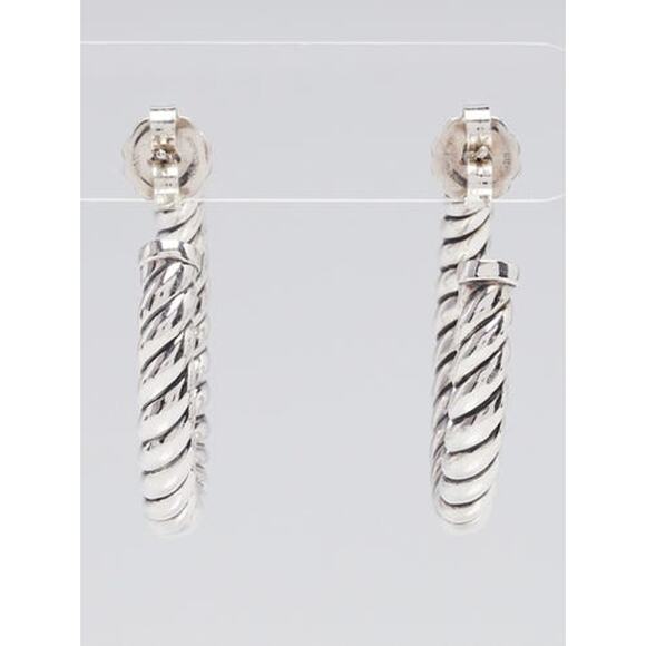 David Yurman Sterling Silver Cable Hoop Earrings - Picture 3 of 4